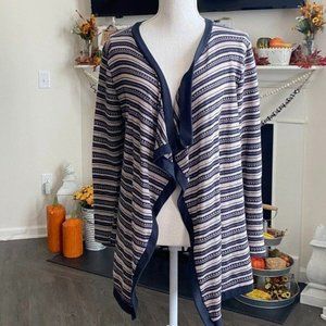 Buttons Open Cascading Cardigan Long Sleeve Classic Styling Size Large